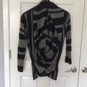 Striped cardigan with infinity scarf built in!